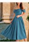Women's strapless, off-the-shoulder, heart-neckline, long, imported crepe dress - 4