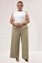 29019 Plus Size Lycra Pants with Elastic Waist - Stone