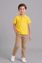 Unisex Kids 2-Piece Combination Yellow Short Sleeve Polo Collar T-Shirt - Beige Ribbed Waist Elastic Canvas School Pants School Outfit