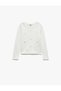 Girl's Bow Stone Detailed Long Sleeve Crew Neck Cotton T-Shirt - 2