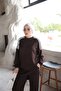 Women's Striped Long Sleeve Relaxed Fit Two-Piece Set - 4