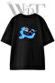 Neon Skeleton Design Printed Unisex Black Oversize T-Shirt