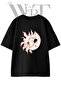 Sun Moon Kiss Design Printed Unisex Black Oversize T-Shirt
