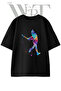Splash Hockey Design Printed Unisex Black Oversize T-Shirt
