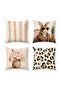 Pink Rich Rabbit Patterned 4-Piece Throw Pillow Cover Set - 3