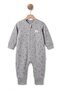 Zippered Baby Romper, Zebra Pattern, Unisex, 70% Organic Cotton, 2 Yarns, Gray Romper - 3