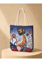 Women's Cat Pattern Woven Shoulder Bag Daily Tote Bag