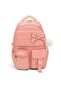 Imported Fabric Orthopedic School Bag with Polka Dot Ribbon and Accessories, Six Compartments and Waist Strap