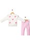 Baby Girl Long Sleeve Top and Bottom Set with Bow, 100% Cotton - 2