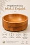 Wooden Salad Bowl - Round Fruit Serving Tray - Decorative Solid Beech (20cm) - 3