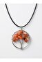 Broken Agate Stone Necklace with Tree of Life Figure – Natural Stone Women's Necklace with Black Cord - 3