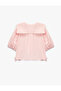 Lace Detailed Cotton Bowknot Balloon Sleeve Shirt - 6