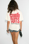 Cuts Women's Organic Cotton Printed Crew Neck Oversize Ecru T-Shirt