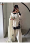 White Fendy Silk Embroidered Suit Set - HRT7766-Size:L-40-Inches