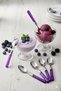 Set of 6 Stainless Steel Purple Dessert Spoons - 4