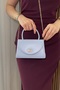 Women's Baby Blue Minimal Bag - Hand and Shoulder Bag with Chain Strap - 3