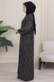Floral Print Round Robe Mother Hijab Dress - 3