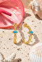 20 mm Half Round Turquoise Color Stone Earrings