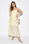 Women's Yellow Adjustable Strap Cape Detailed Lined Maxi Dress 4251 60286426 - 6