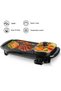 2-in-1 Electric Hot Pot and Smokeless BBQ Grill Pan, 1350W Power for Simultaneous Baking & Simmering, 3L Capacity for Family Parties - Matte Black (Model SK-2208) - 2