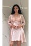 6 Piece Dowry Satin Nightgown Set Lace Robe Pajama Shorts Undershirt Long Sleeve Pajama Set |   6-Piece Bridal Dowry Set Underwear Set - 3