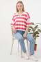 Striped Apaş Collar Oversize Knitwear T-Shirt - 2