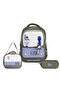 Relaxion 1816 Boy's Khaki Ergonomic Orthopedic Primary School Bag Set with 3 Accessories, Lunch Box and Pen Holder