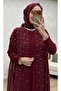Glitter Evening Dress Claret Red - 3