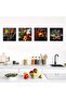 30x30 cm 4 Panel Black Gallery Wrapped Spice Canvas Set | Kitchen Wall Art | Chili Pepper Turmeric Herbs Cooking Decor | Ready to Hang - 3