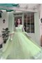 Pista Green Faux Georgette Gown & Lehenga Set - HRT7527 | Pista Green-Size:M-38-Inches