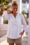 White Hakim Collar 3/4 Sleeve Buttoned Embroidered Casual Muslin Woven Blouse 68 55 - 7