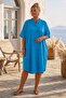 Blue Hakim Collar Short Sleeve Buttoned Hidden Pocket Embroidered Casual Woven Dress 105 75 - 6
