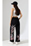 Black Night Blossom Embroidered Baggy Sweatpants