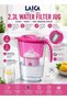 2.3L Water Filter Jug Pink BPA Free Filter Pitcher with Bi Flux Cartridge Chlorine Removal Limescale Reduction Odor Improvement Fast Filtration Fridge Friendly Design Reusable Eco Friendly Drink