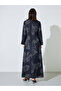 Black All Over Print Contrast Trim Maxi Jalabiya - 5