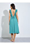 Green V-Low Back Tie Ruffle Detail Slip Dress - 5