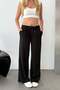 Women's Adjustable Waist Double Pocket Sweatpants Black - Ms0001274 - 2