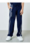 Boys Navy Blue Graphic Print Oversized T-Shirt and Striped Joggers Set - 4