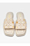 Daily Poly Sole Comfortable Stone Detailed Genuine Leather Slippers - 2 cm - 3