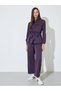 Purple Roll-Up Sleeve Pocketed Shirt and Pants Co-ord Set - 3