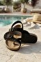 Black Double Buckle Casual Beach Pool Slippers Flip-Flops Women's Slippers - 3