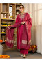Pink Silk Embroidered Kurta Set with Dupatta - ALV2166 | Pink-Size:XL-42-Inches - 5