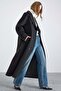 Knitted and Button Detailed Double-Breasted Premium Coat Black 3170 - 4