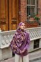 Noir Velora Patterned Shawl - Plum Orange