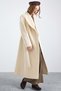 Exclusive Coat with Knitwear Detail on the Collar and Punto Stitching Ekru 3172 - 5