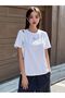 Women's White Minimal Heart Printed Oversize T-Shirt - 3