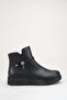 Women's Black Leather Thermo Sole Smart Padded Zippered Comfortable Short Boots - 3