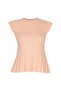 Women's Crew Neck Self-Patterned Japone Sleeve Waist Fitted Peplum Slim Knitwear Blouse