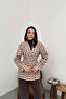 Women's Camel Polka Dot Double Breasted Blazer Jacket Coat Lapel Long Sleeve Lined Woven