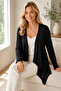 Women's Long Sleeve Open Front Asymmetrical Cut Lycra Flowy Loose Comfortable Black Plus Size Cardigan - 7